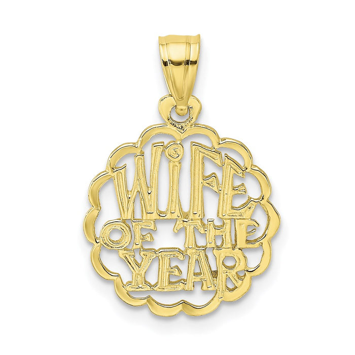 Million Charms 10K Yellow Gold Themed Wife Of The Year Pendant