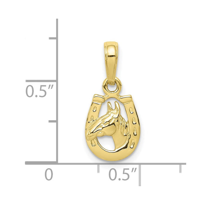 Million Charms 10K Yellow Gold Themed Horse Head In Horseshoe Pendant