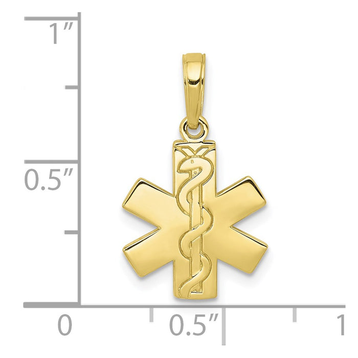 Million Charms 10K Yellow Gold Themed Paramedic/Emt Symbol Pendant
