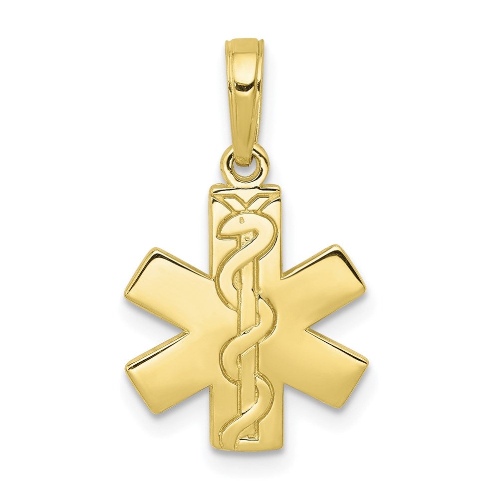 Million Charms 10K Yellow Gold Themed Paramedic/Emt Symbol Pendant