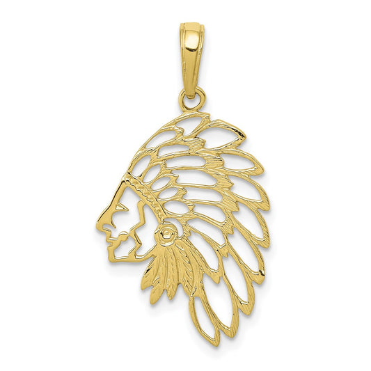 Million Charms 10K Yellow Gold Themed Headdress Profile Pendant