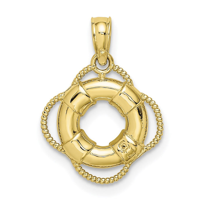 Million Charms 10K Yellow Gold Themed Lifesaver Charm