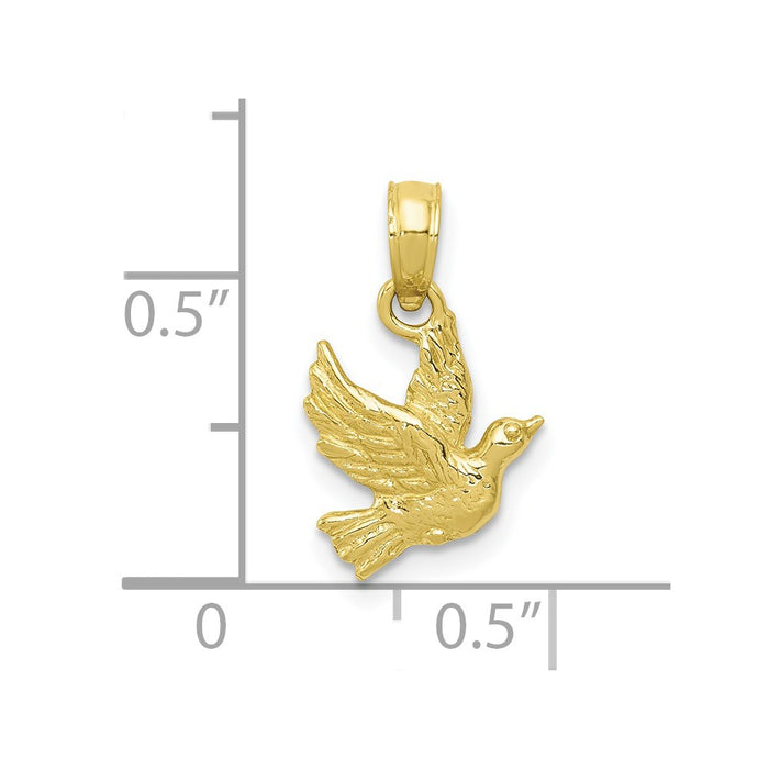 Million Charms 10K Yellow Gold Themed Flying Dove Pendant