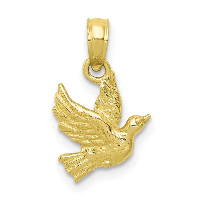 Million Charms 10K Yellow Gold Themed Flying Dove Pendant