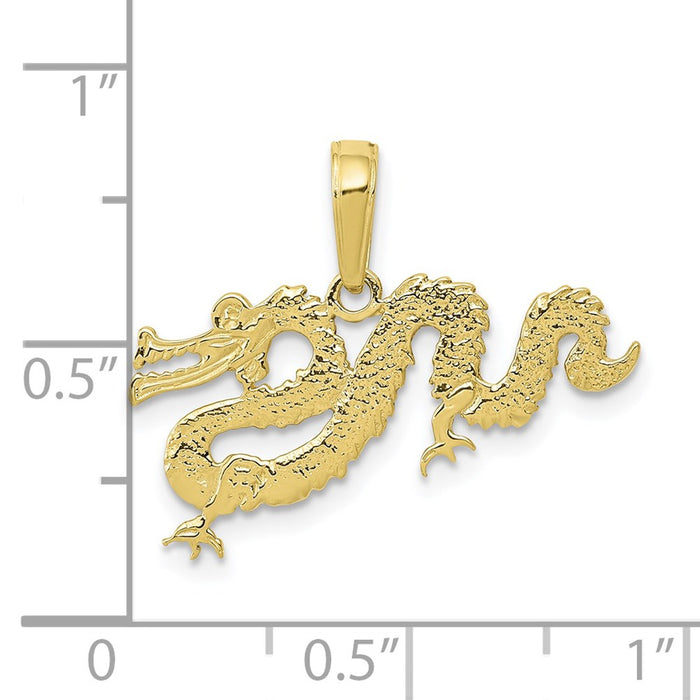 Million Charms 10K Yellow Gold Themed Dragon Pendant