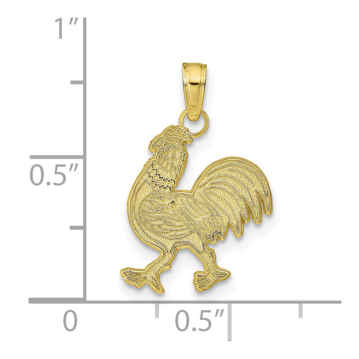Million Charms 10K Yellow Gold Themed Rooster Pendant