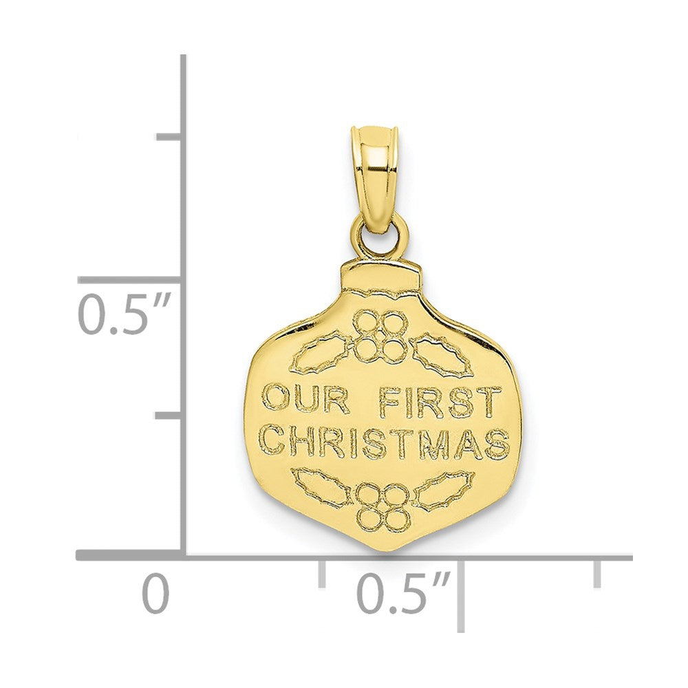Million Charms 10K Yellow Gold Themed Our First Christmas Ornament Pendant