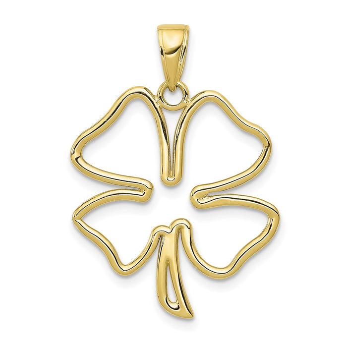 Million Charms 10K Yellow Gold Themed 4-Leaf Lucky Clover  Pendant