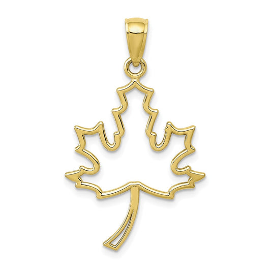 Million Charms 10K Yellow Gold Themed Maple Leaf Pendant