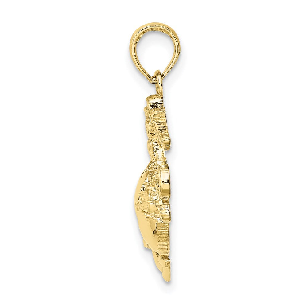 Million Charms 10K Yellow Gold Themed Polished & Textured Marine Corps Pendant