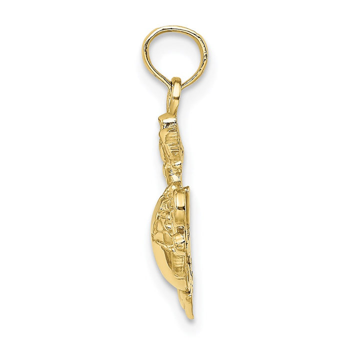 Million Charms 10K Yellow Gold Themed Polished & Textured Small Marine Corps Pendant