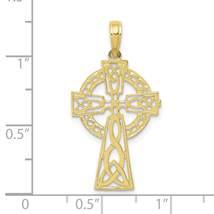 Million Charms 10K Yellow Gold Themed Polished Celtic Relgious Cross Pendant