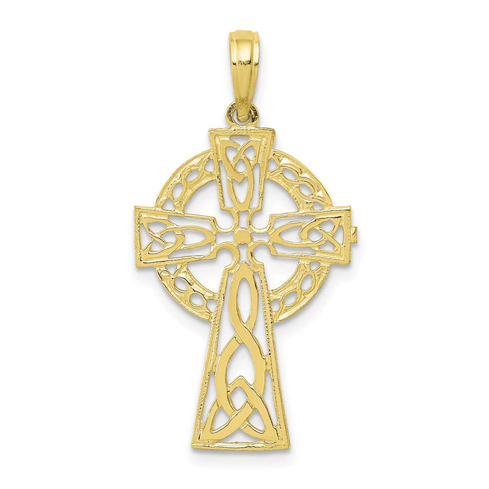 Million Charms 10K Yellow Gold Themed Polished Celtic Relgious Cross Pendant