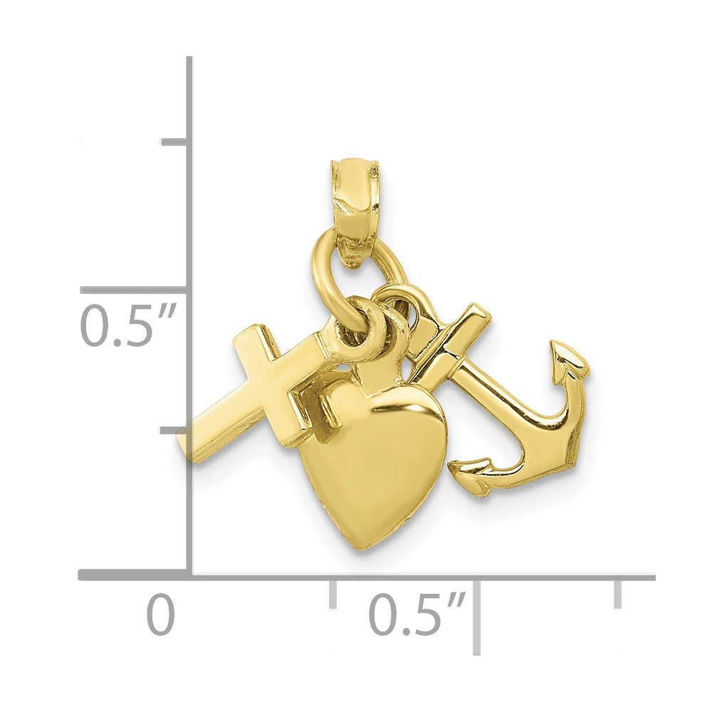 Million Charms 10K Yellow Gold Themed Faith, Hope & Charity Charm