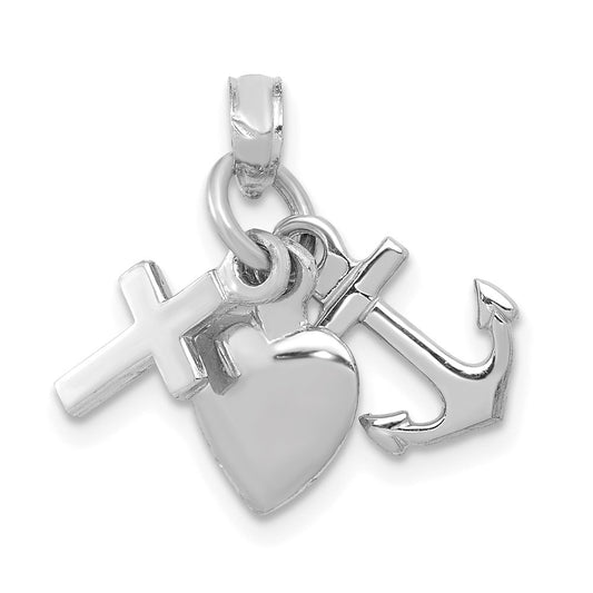 Million Charms 10K White Gold Themed Faith, Hope & Charity Charm