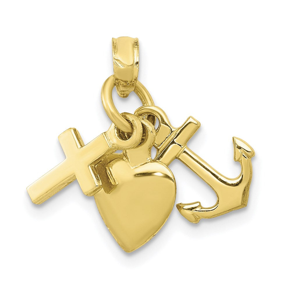 Million Charms 10K Yellow Gold Themed Faith, Hope & Charity Charm