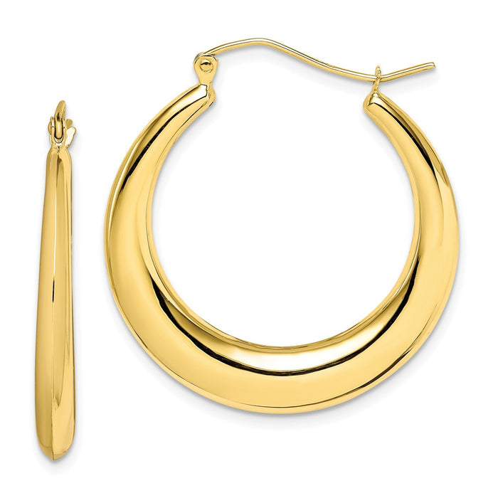 Million Charms 10k Yellow Gold Polished Hollow Classic Earrings, 22mm x 3mm