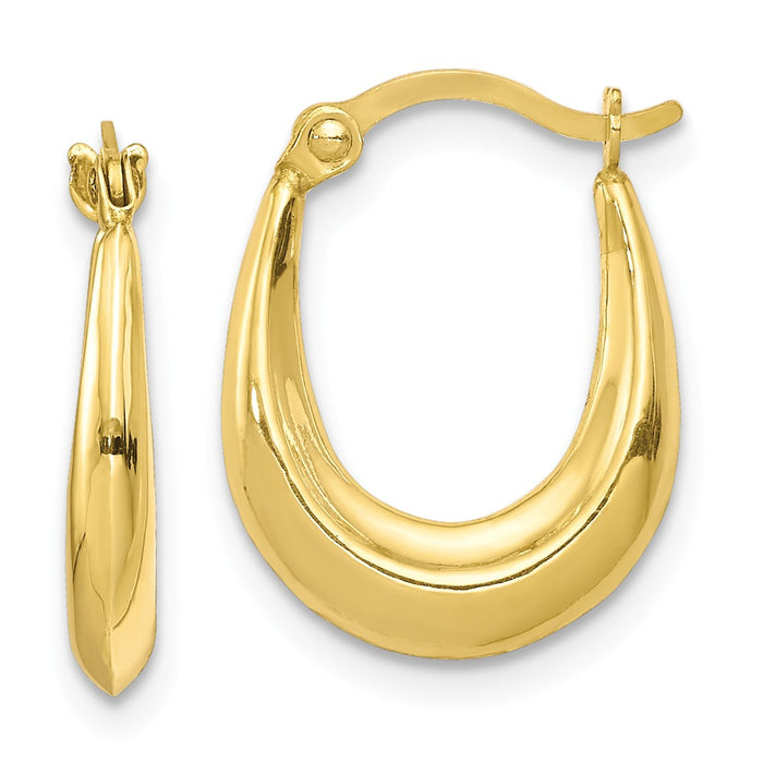 Million Charms 10k Yellow Gold Hollow Hoop Earrings, 15mm x 12mm