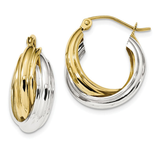 Million Charms 10k Two-tone Polished Double Hoop Earrings, 20.81mm x 16.92mm