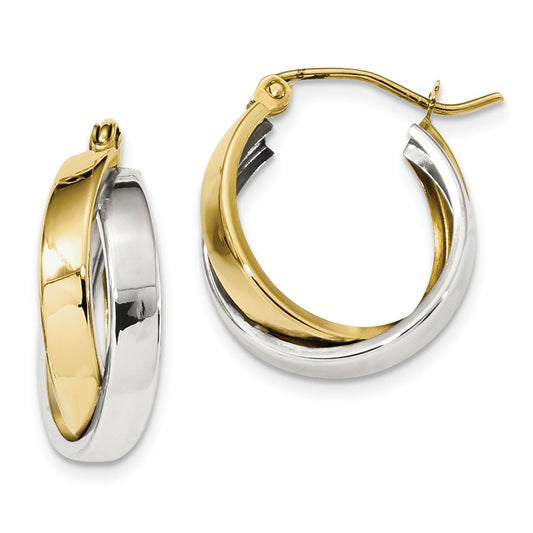 Million Charms 10k Two-tone Polished Double Hoop Earrings, 19.17mm x 17.2mm