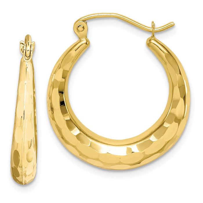 Million Charms 10k Yellow Gold Polished & Diamond-Cut Hoop Earrings, 23.35mm x 20.56mm