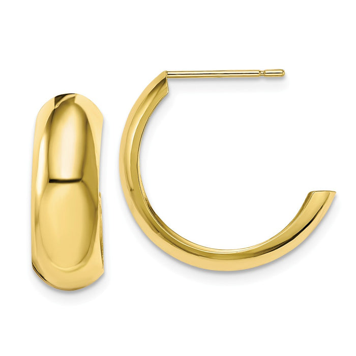 Million Charms 10k Yellow Gold Polished 6.5mm J-Hoop Earrings, 19.75mm x 6.23mm