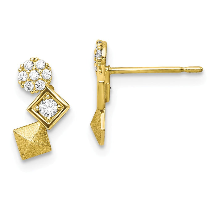 Million Charms 10k Yellow Gold Cubic Zirconia ( CZ ) Post Earrings,