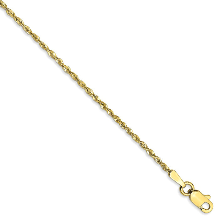 Million Charms 10k Yellow Gold 1.5mm Diamond-Cut Extra-Lite Rope Chain, Chain Length: 10 inches