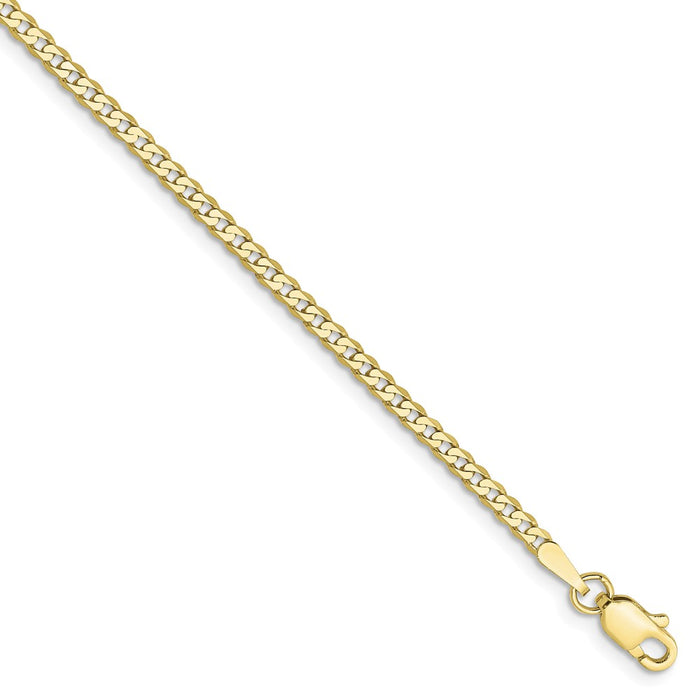 Million Charms 10k Yellow Gold 2.2mm Flat Beveled Curb Chain, Chain Length: 8 inches