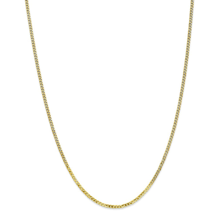 Million Charms 10k Yellow Gold 2.2mm Flat Beveled Curb Chain, Chain Length: 10 inches