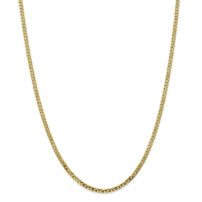 Million Charms 10k Yellow Gold, Necklace Chain, 2.9mm Flat Beveled Curb Chain, Chain Length: 20 inches