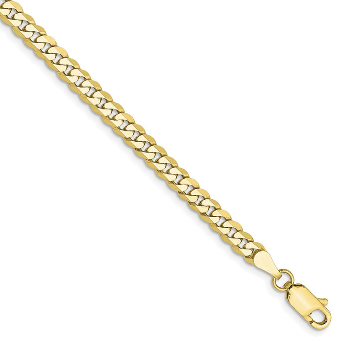 Million Charms 10k Yellow Gold 3.2mm Flat Beveled Curb Chain, Chain Length: 8 inches
