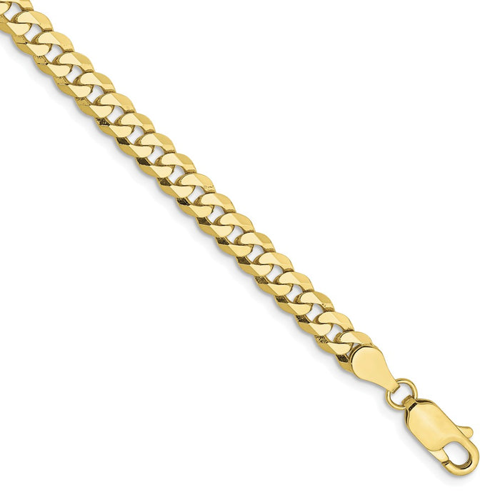 Million Charms 10k Yellow Gold 4.75mm Flat Beveled Curb Chain, Chain Length: 9 inches