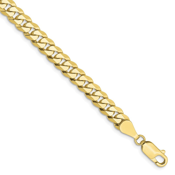 Million Charms 10k Yellow Gold 5.75mm Flat Beveled Curb Chain, Chain Length: 7 inches