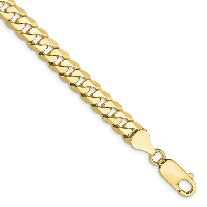 Million Charms 10k Yellow Gold 6.25mm Flat Beveled Curb Chain, Chain Length: 9 inches