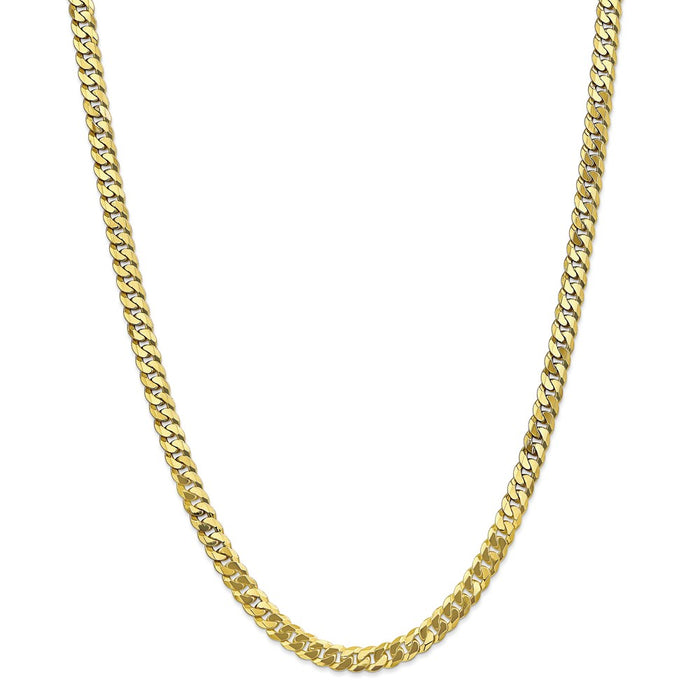 Million Charms 10k Yellow Gold, Necklace Chain, 6.25mm Flat Beveled Curb Chain, Chain Length: 22 inches