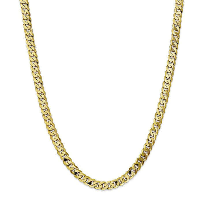 Million Charms 10k Yellow Gold, Necklace Chain, 6.75mm Flat Beveled Curb Chain, Chain Length: 22 inches