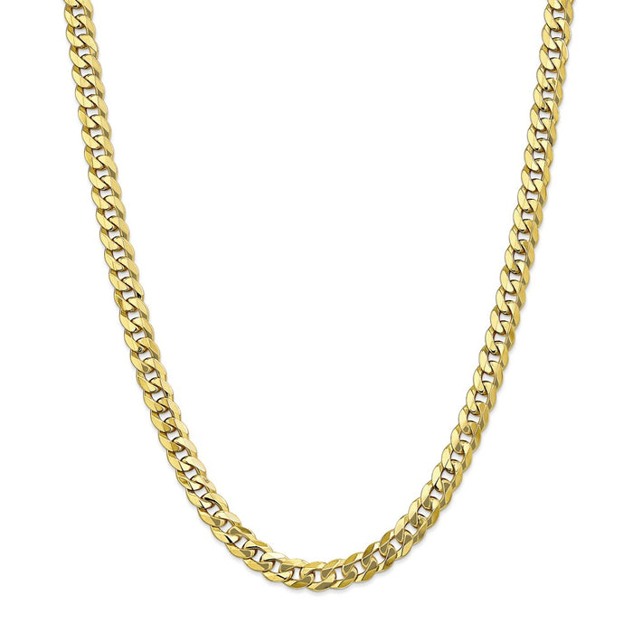 Million Charms 10k Yellow Gold, Necklace Chain, 7.75mm Flat Beveled Curb Chain, Chain Length: 24 inches