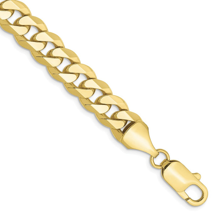 Million Charms 10k Yellow Gold 8.25mm Flat Beveled Curb Chain, Chain Length: 8 inches