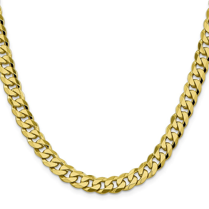 Million Charms 10k Yellow Gold, Necklace Chain, 8.25mm Flat Beveled Curb Chain, Chain Length: 22 inches