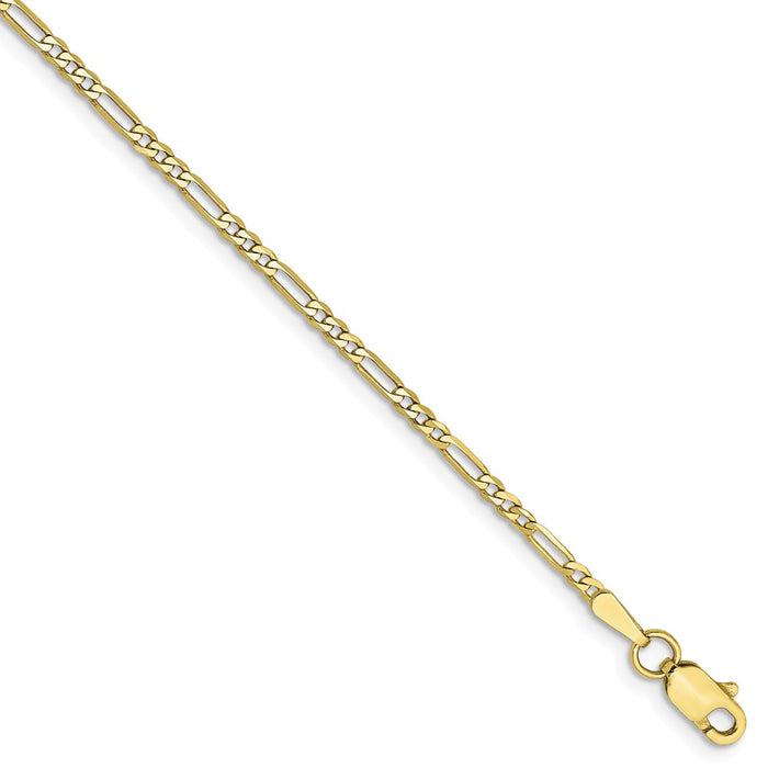 Million Charms 10k Yellow Gold 1.75mm Polished Figaro Chain, Chain Length: 7 inches