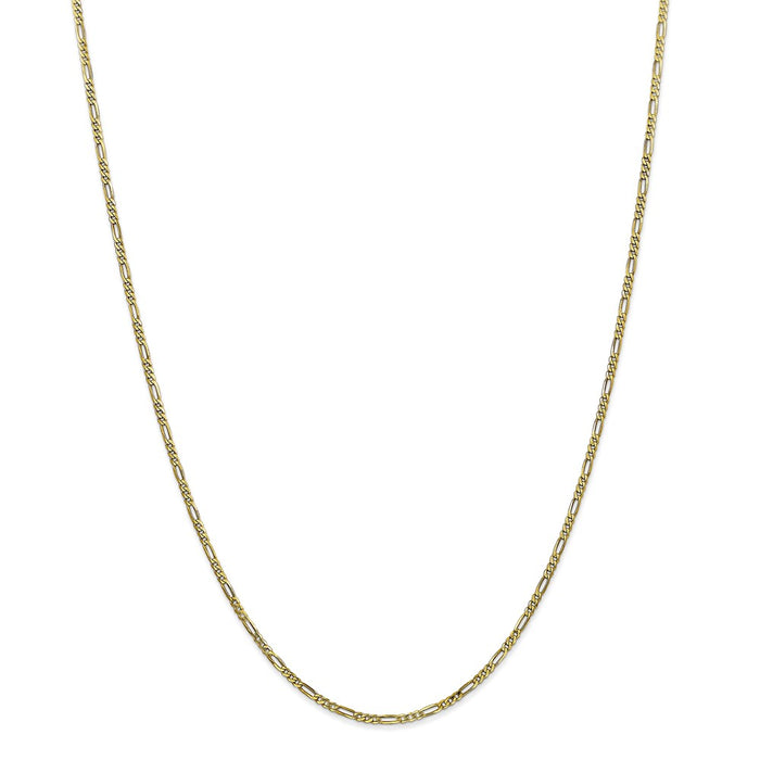 Million Charms 10k Yellow Gold, Necklace Chain, 1.75mm Polished Figaro Chain, Chain Length: 18 inches