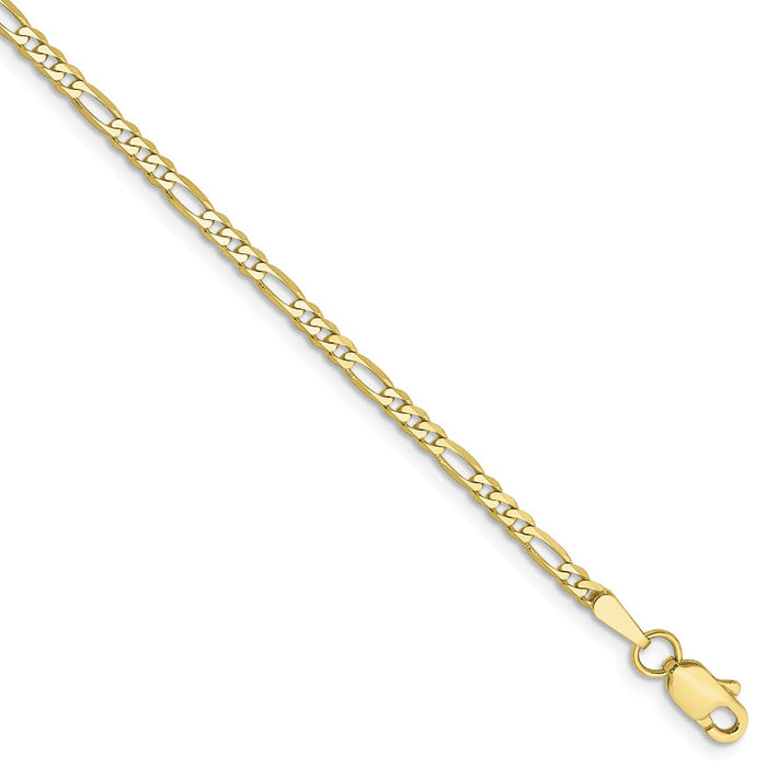 Million Charms 10k Yellow Gold 2.2mm Figaro Link Chain, Chain Length: 7 inches