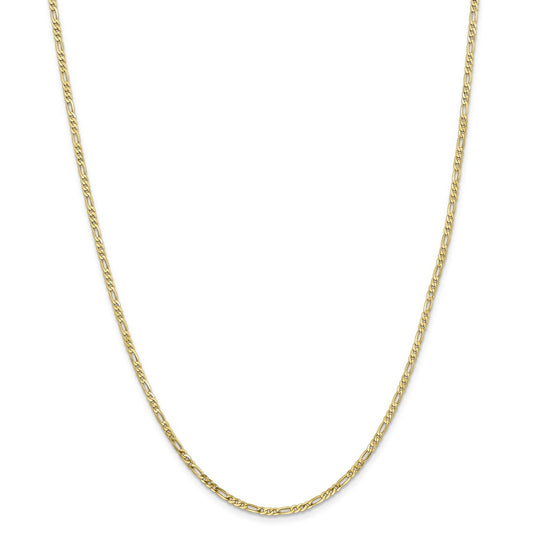 Million Charms 10k Yellow Gold, Necklace Chain, 2.2mm Figaro Link Chain, Chain Length: 24 inches