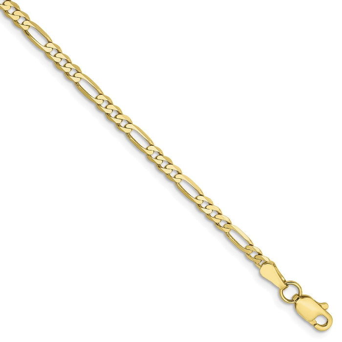 Million Charms 10k Yellow Gold 2.75mm Flat Figaro Chain, Chain Length: 8 inches
