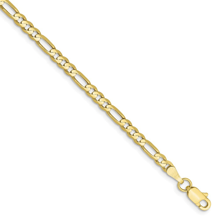 Million Charms 10k Yellow Gold 3.0mm Concave Figaro Chain, Chain Length: 8 inches