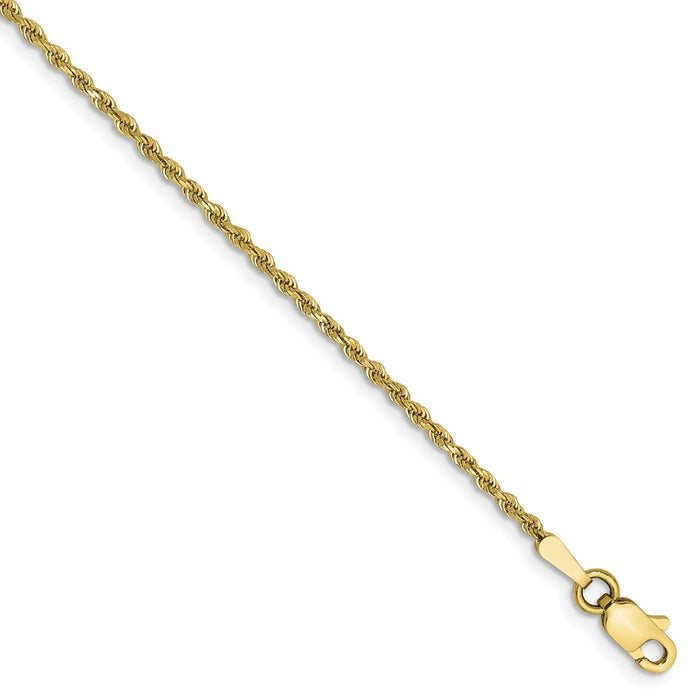 Million Charms 10k Yellow Gold 1.5mm Diamond-cut Rope Chain, Chain Length: 7 inches