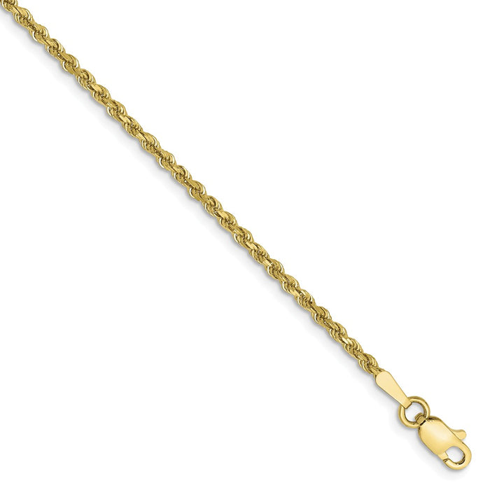 Million Charms 10k Yellow Gold 1.75mm Diamond-cut Rope Chain, Chain Length: 9 inches