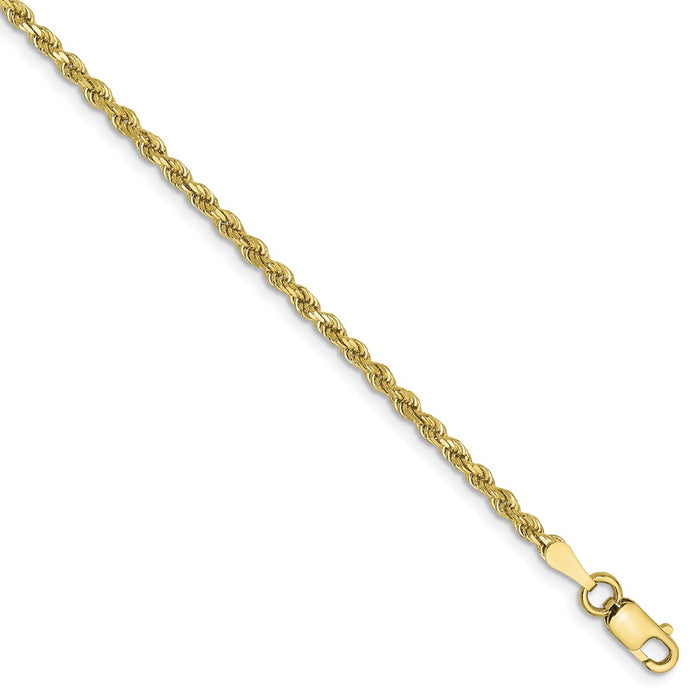 Million Charms 10k Yellow Gold 2mm Diamond-cut Rope Chain, Chain Length: 9 inches