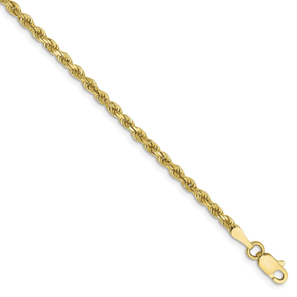 Million Charms 10k Yellow Gold 2.25mm Diamond-cut Rope Chain, Chain Length: 8 inches